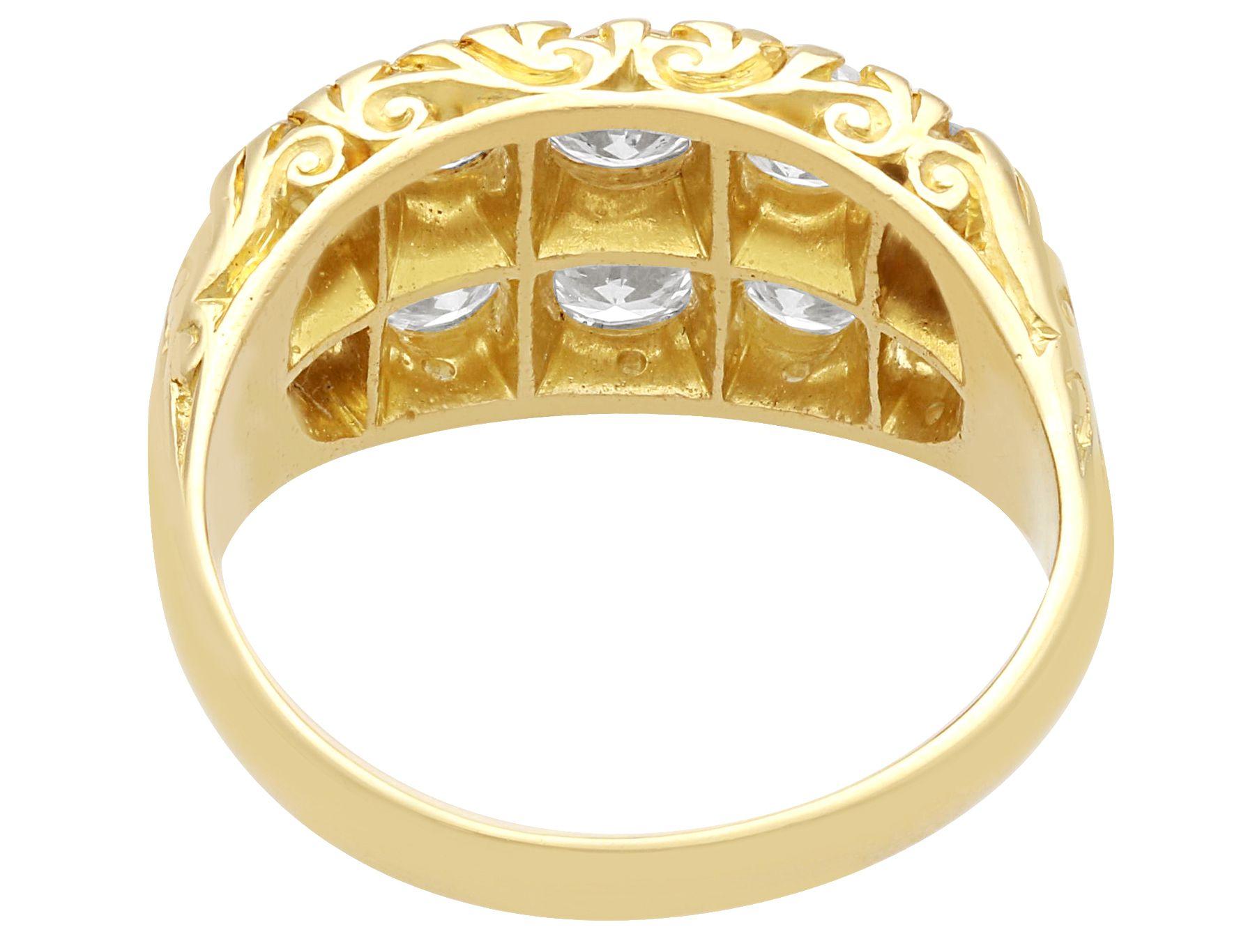 Women's or Men's Vintage 2.45 Carat Diamond and Yellow Gold Dress Ring For Sale