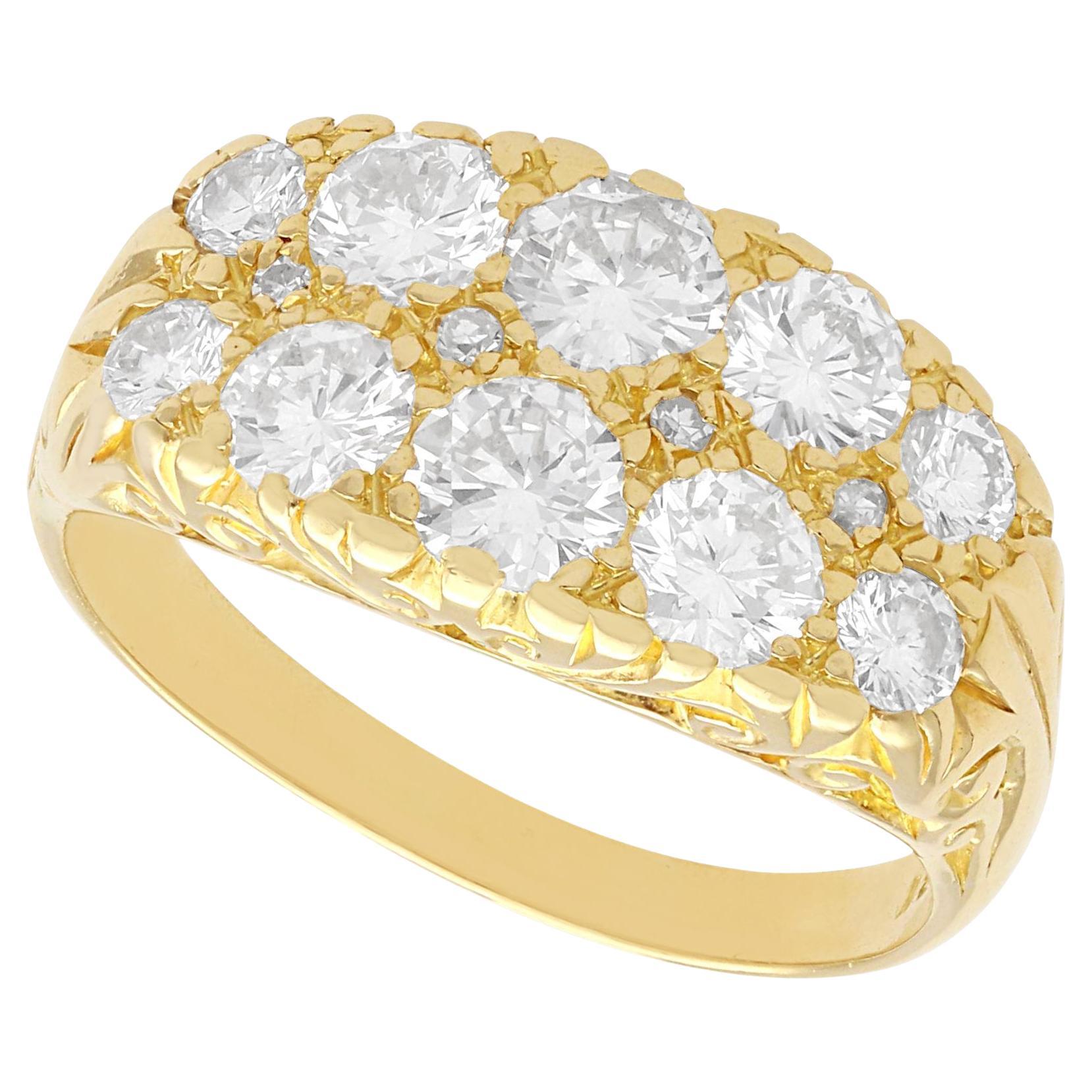 Vintage 2.45 Carat Diamond and Yellow Gold Dress Ring For Sale