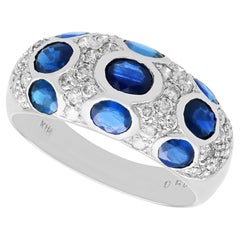 Vintage 2.45 Carat Sapphire and 0.50 Carat Diamond 18k White Gold Cocktail Ring