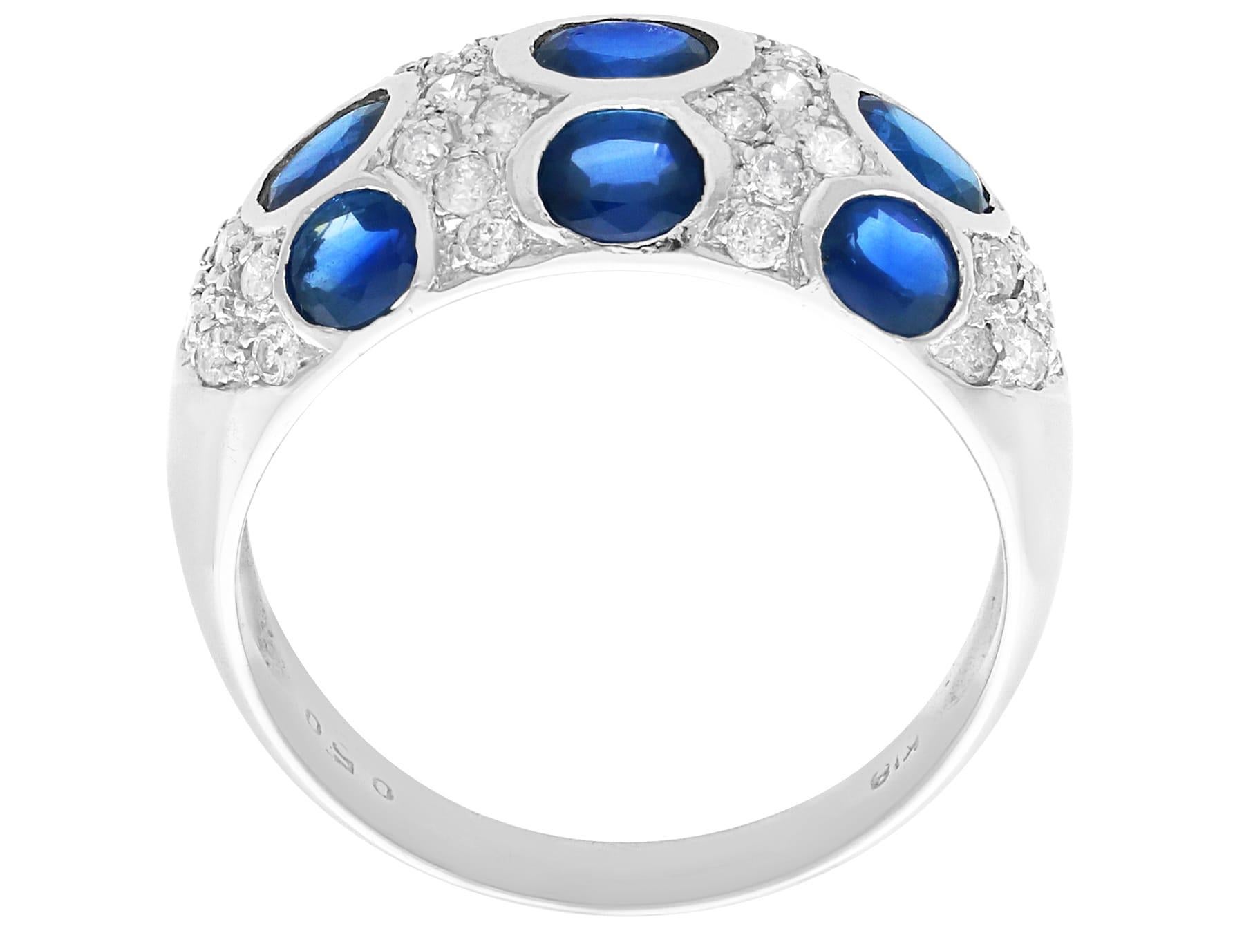 Women's or Men's Vintage 2.45 Carat Sapphire and 0.50 Carat Diamond 18k White Gold Dress Ring For Sale