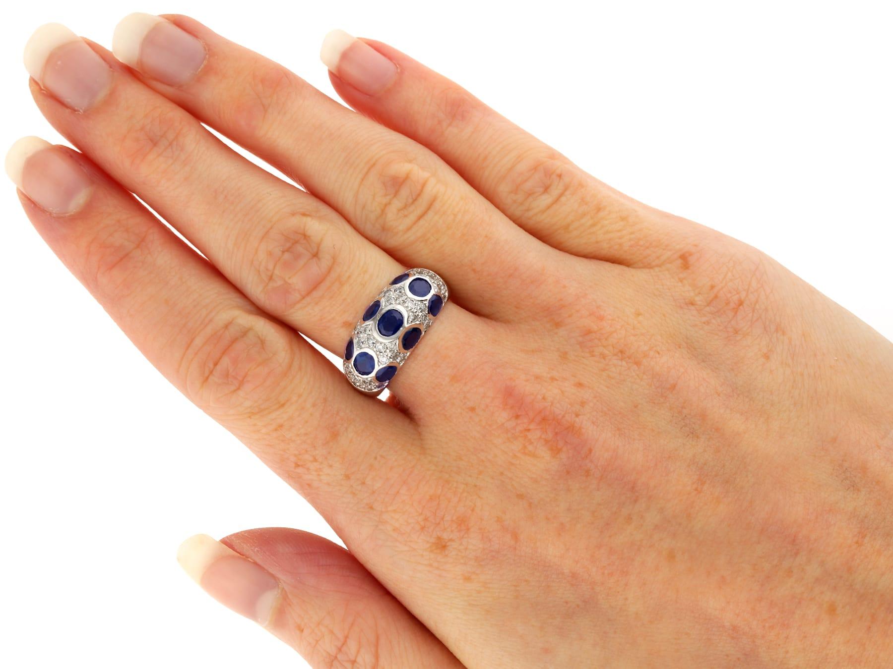 Vintage 2.45 Carat Sapphire and 0.50 Carat Diamond 18k White Gold Dress Ring For Sale 3