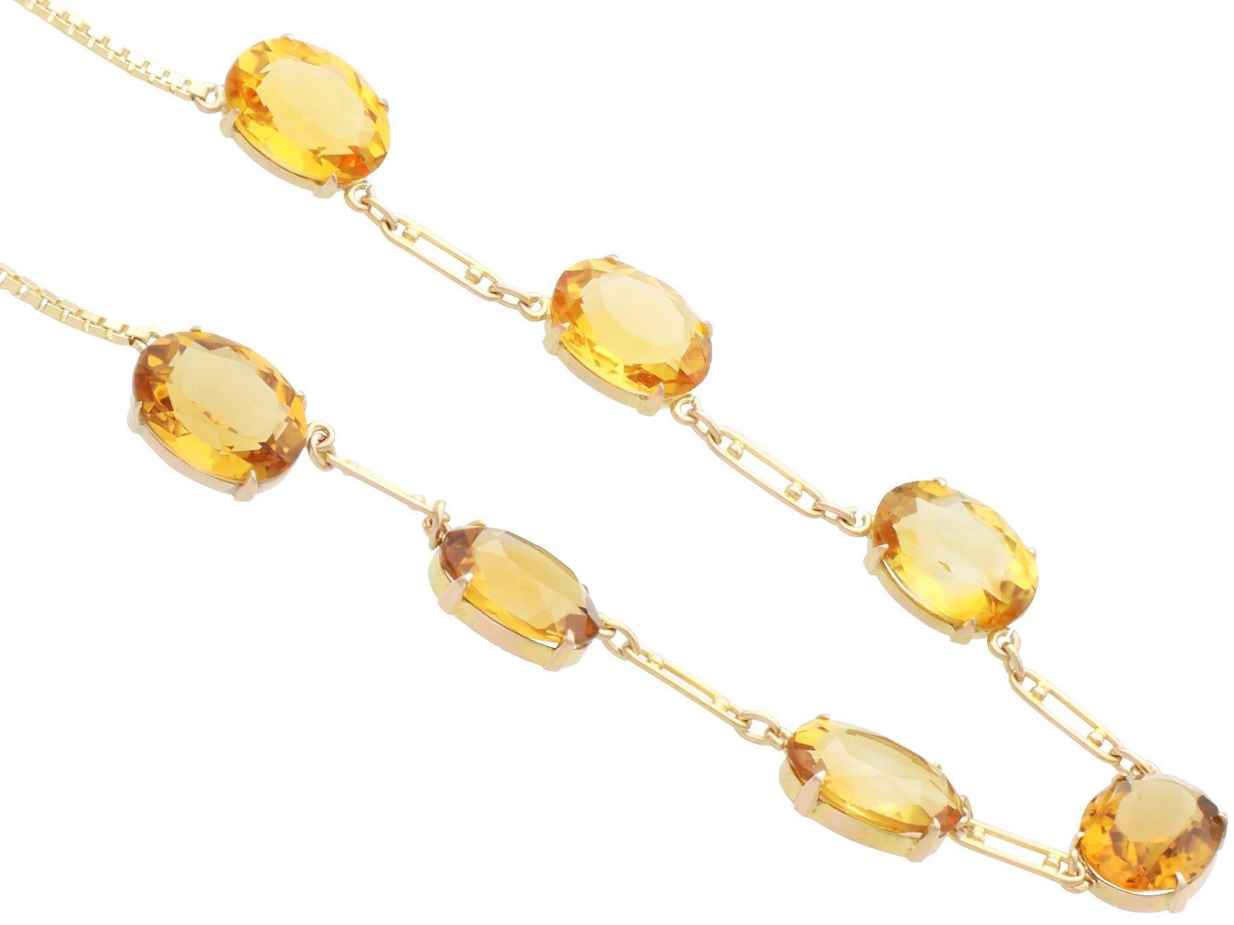 Vintage 24.57ct Citrine and 9ct Yellow Gold Necklace In Excellent Condition For Sale In Jesmond, Newcastle Upon Tyne