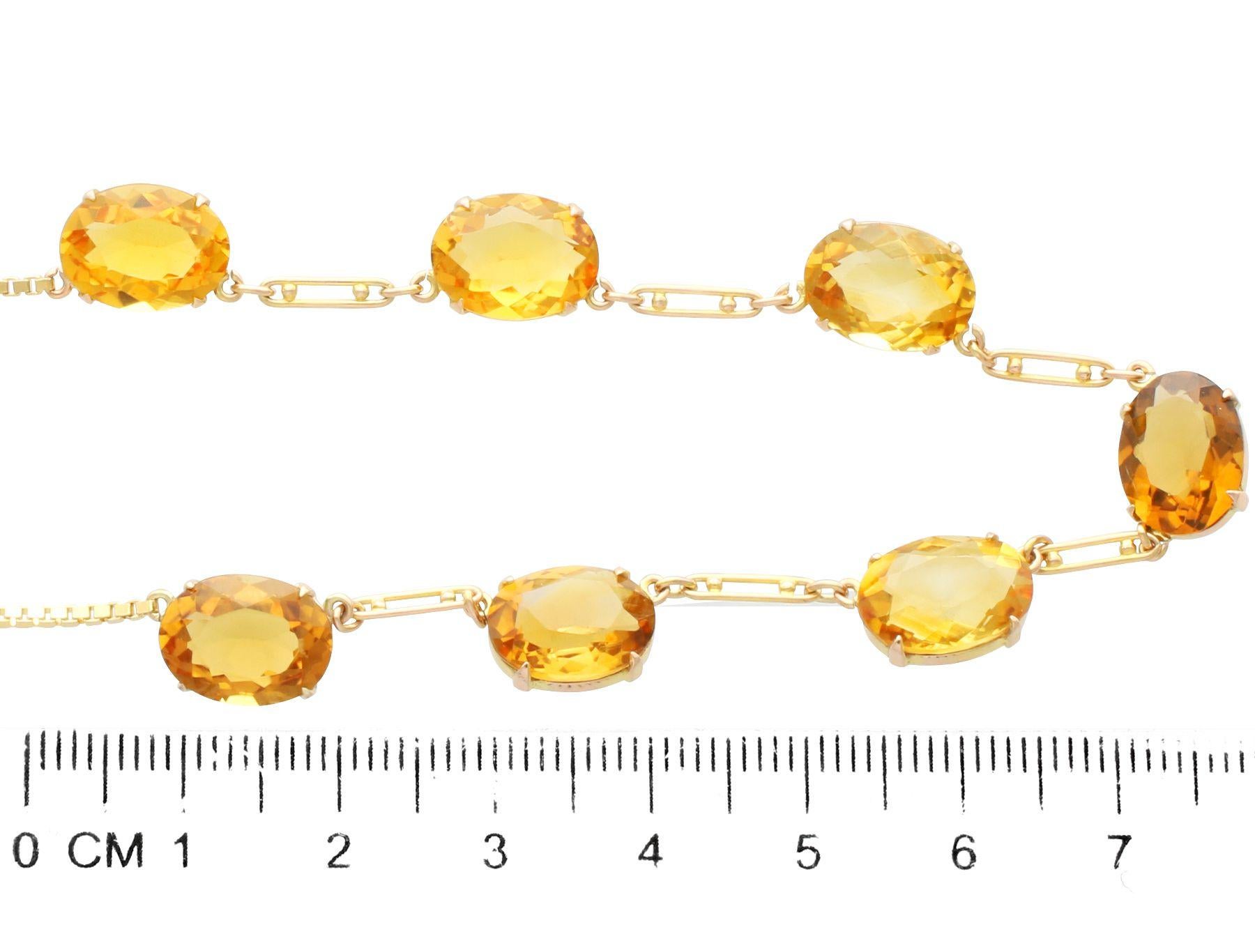Women's or Men's Vintage 24.57ct Citrine and 9ct Yellow Gold Necklace For Sale