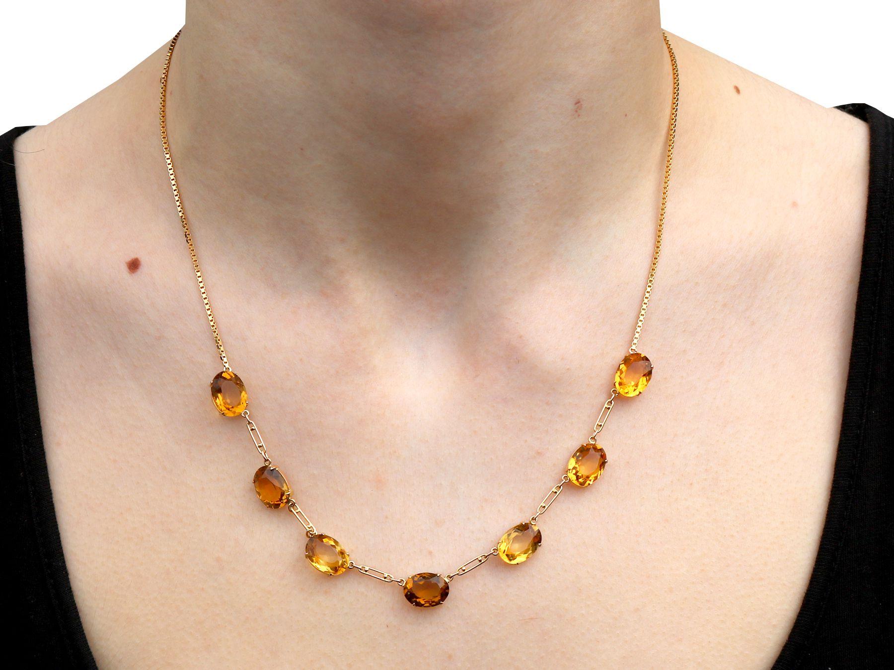 Vintage 24.57ct Citrine and 9ct Yellow Gold Necklace For Sale 1