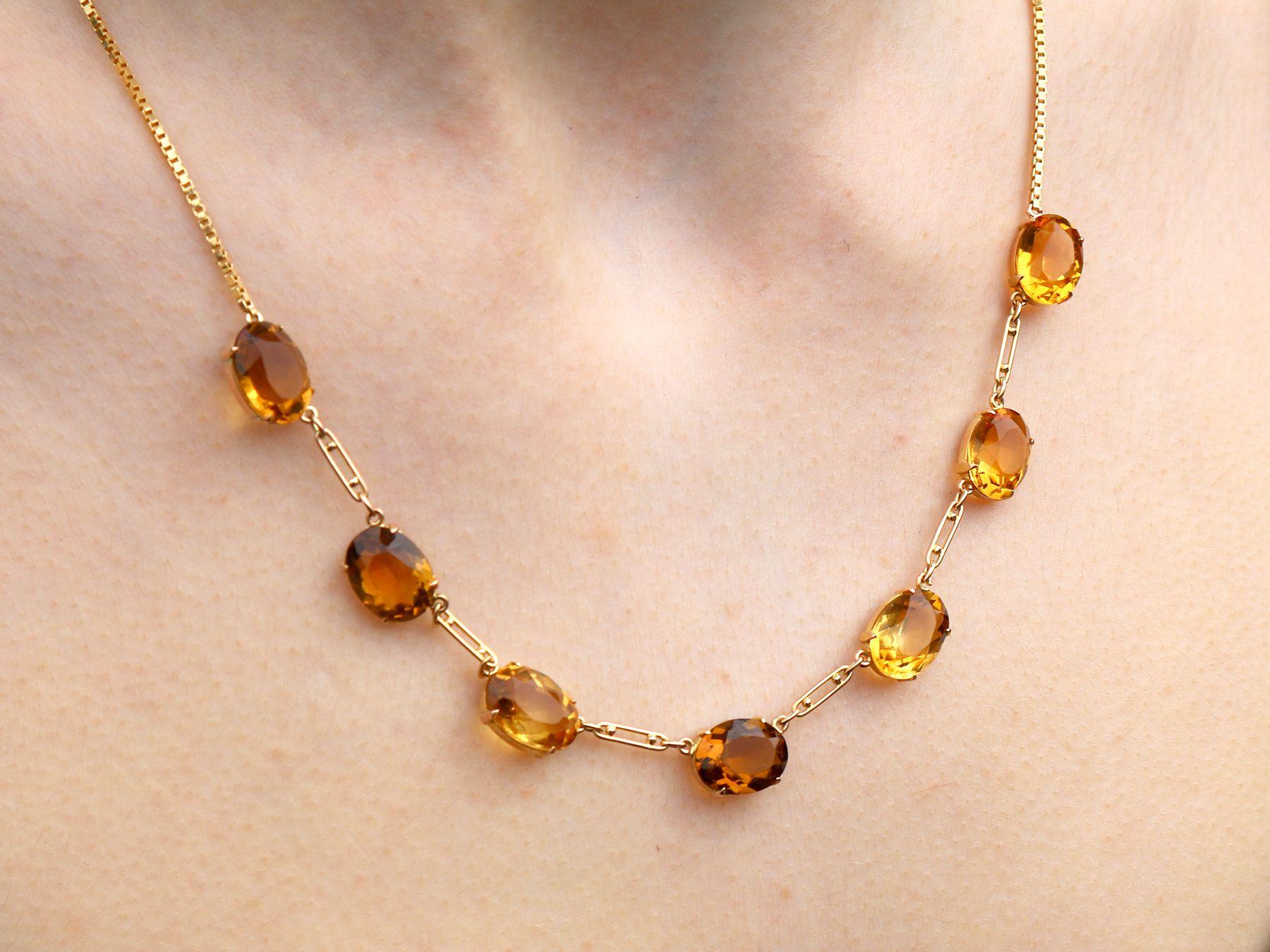 Vintage 24.57ct Citrine and 9ct Yellow Gold Necklace For Sale 2