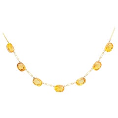 Vintage 24.57ct Citrine and 9ct Yellow Gold Necklace 