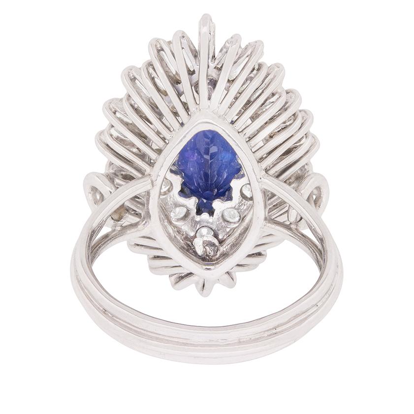 Vintage 2.46ct Tanzanite and Diamond Cocktail Ring, circa 1970s In Good Condition For Sale In London, GB