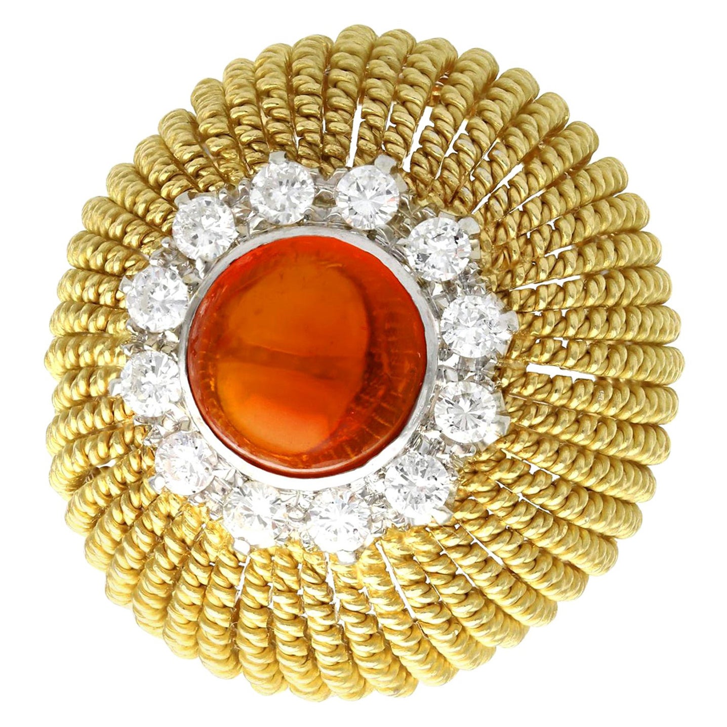 Bague cocktail vintage en or jaune avec grenat hessonite de 2,48 carats et diamants de 1,02 carat en vente