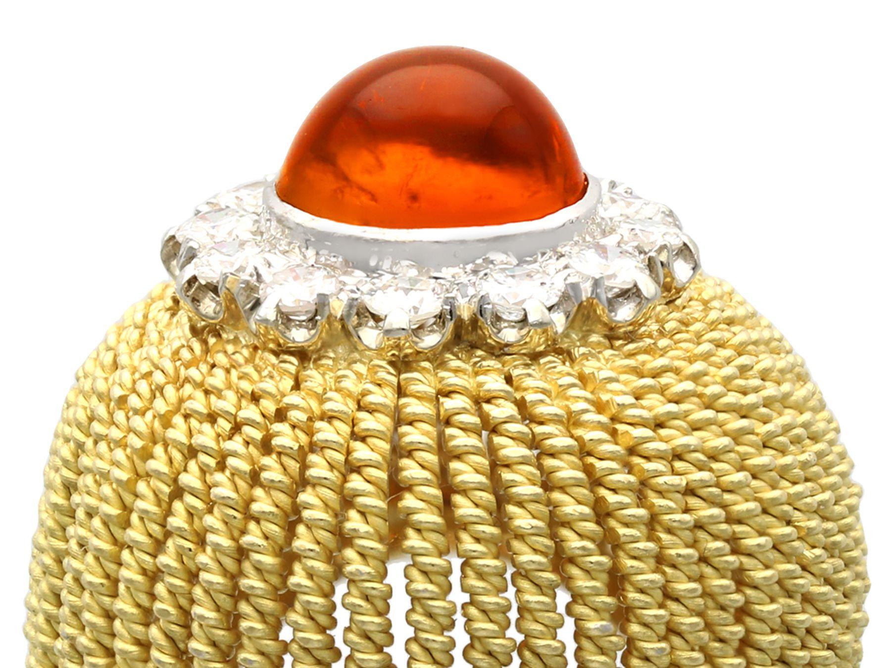Taille cabochon Bague cocktail vintage en or jaune avec grenat hessonite de 2,48 carats et diamants de 1,02 carat en vente