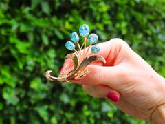 Vintage 24.92 Carat High Zircon and 14k Rose Gold Spray Brooch