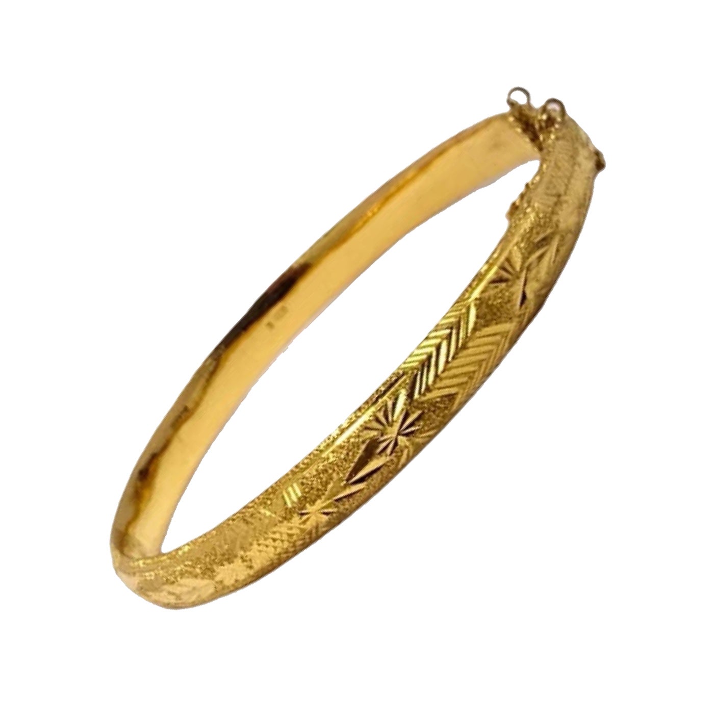 Vintage 24K Pure Gold Hand-Engraved Bangle Bracelet