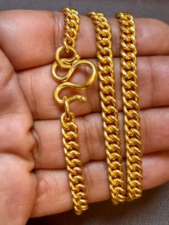 Vintage 24K Solid Yellow Gold Curb Link Chain, 79.1 Gm , 24" Long Made in Turkey