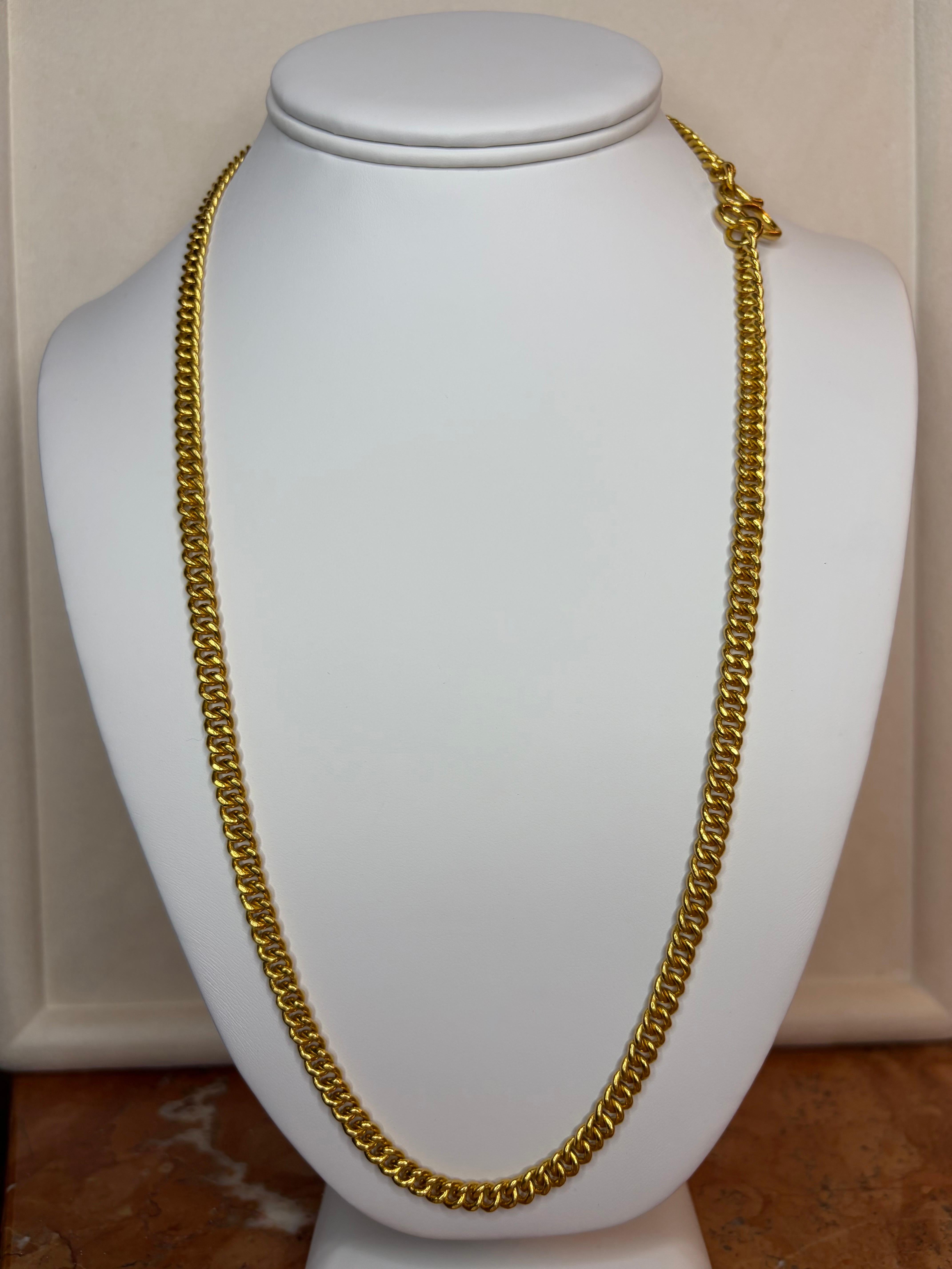 Vintage 24K Solid Yellow Gold Curb Link Chain, 79.1 Gm , 24" Long Made in Turkey