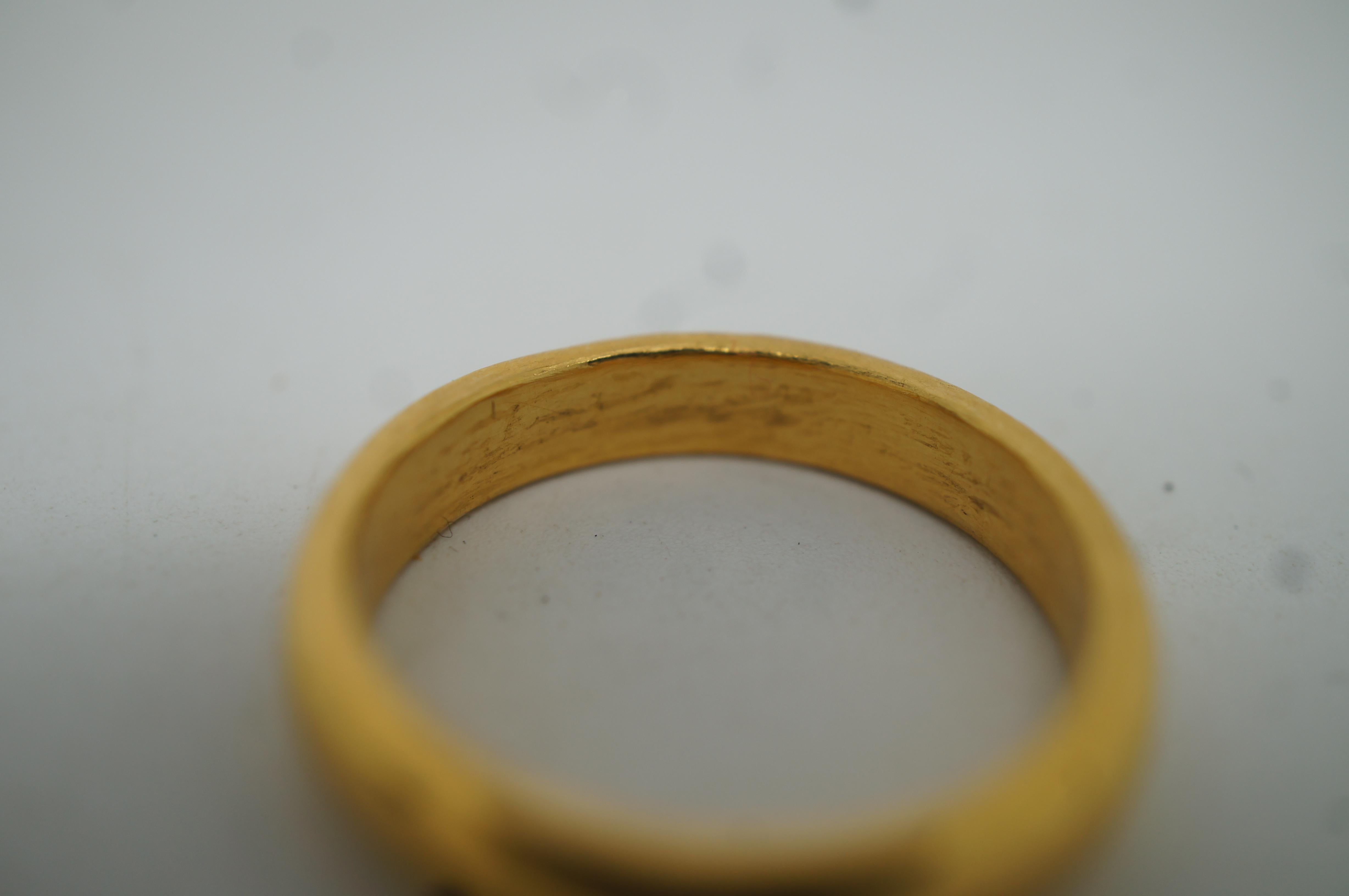 Vintage 24k Solid Yellow Gold Wedding Band Engagement Ring 10.5g For Sale 2