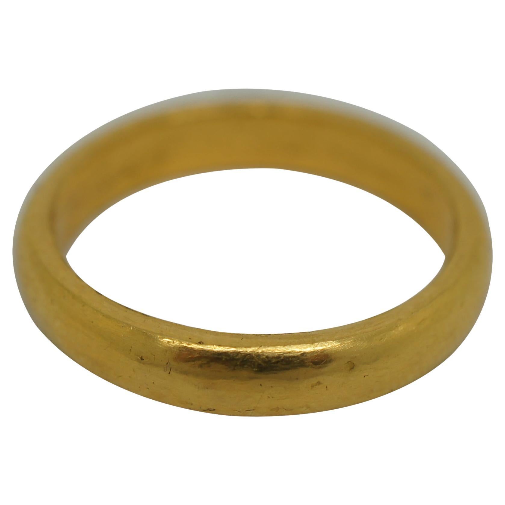 Vintage 24k Solid Gelbgold Ehering Verlobungsring 4mm Größe 9,75 10,5g