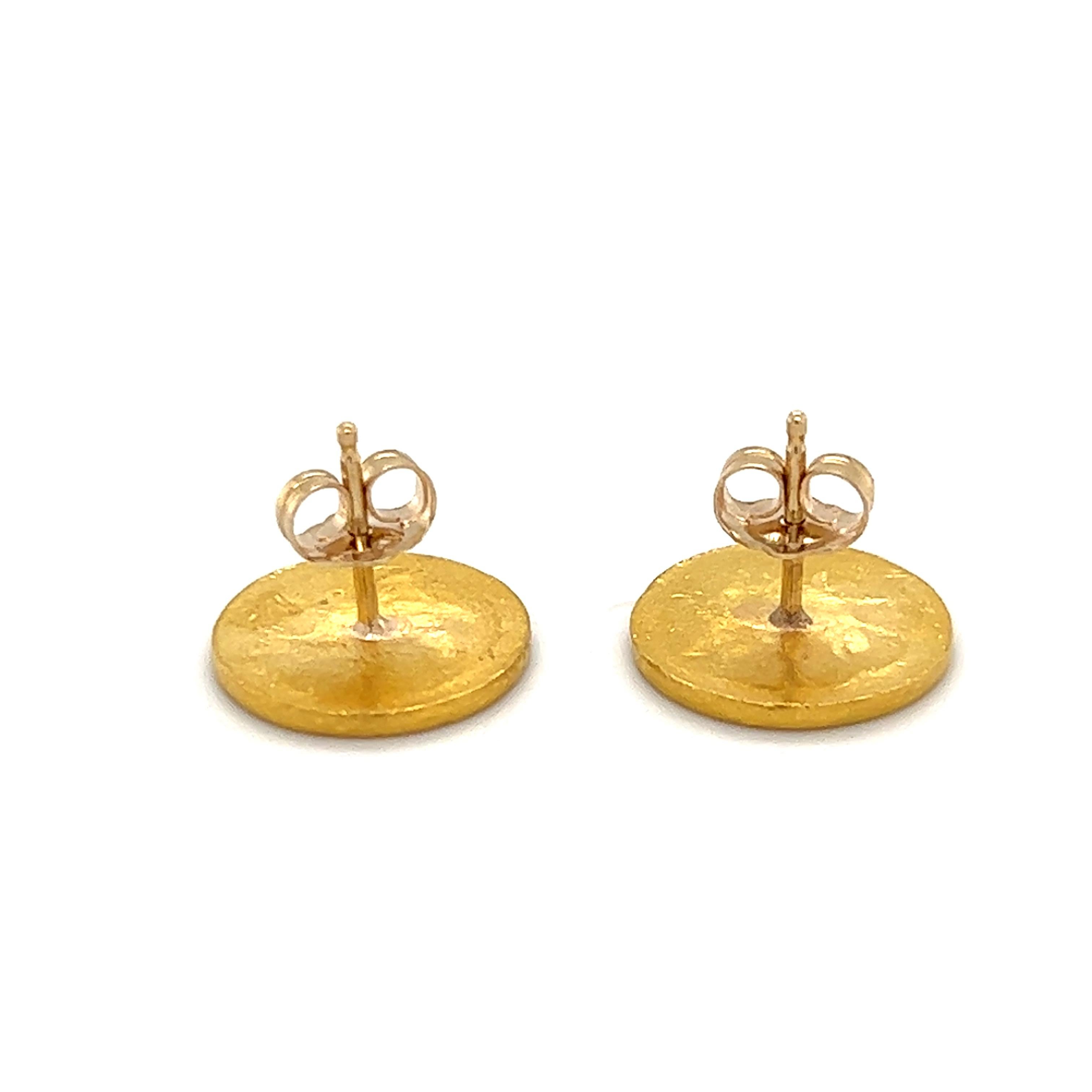 Contemporary Vintage 24K Yellow Gold Chinese Characters Earrings