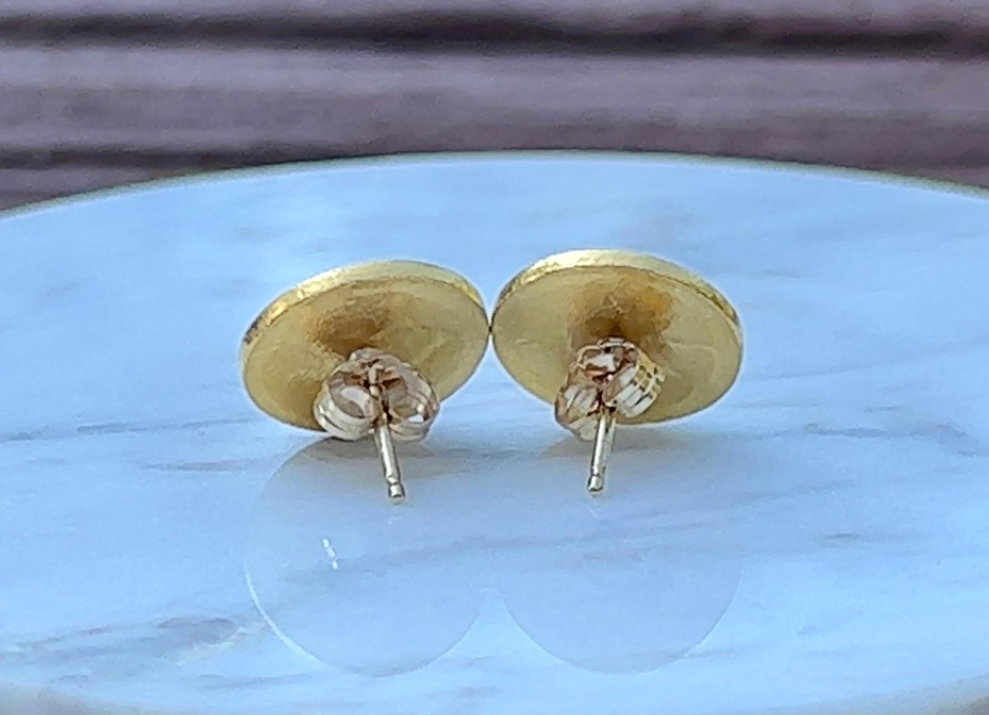 Vintage 24K Yellow Gold Chinese Characters Earrings 1