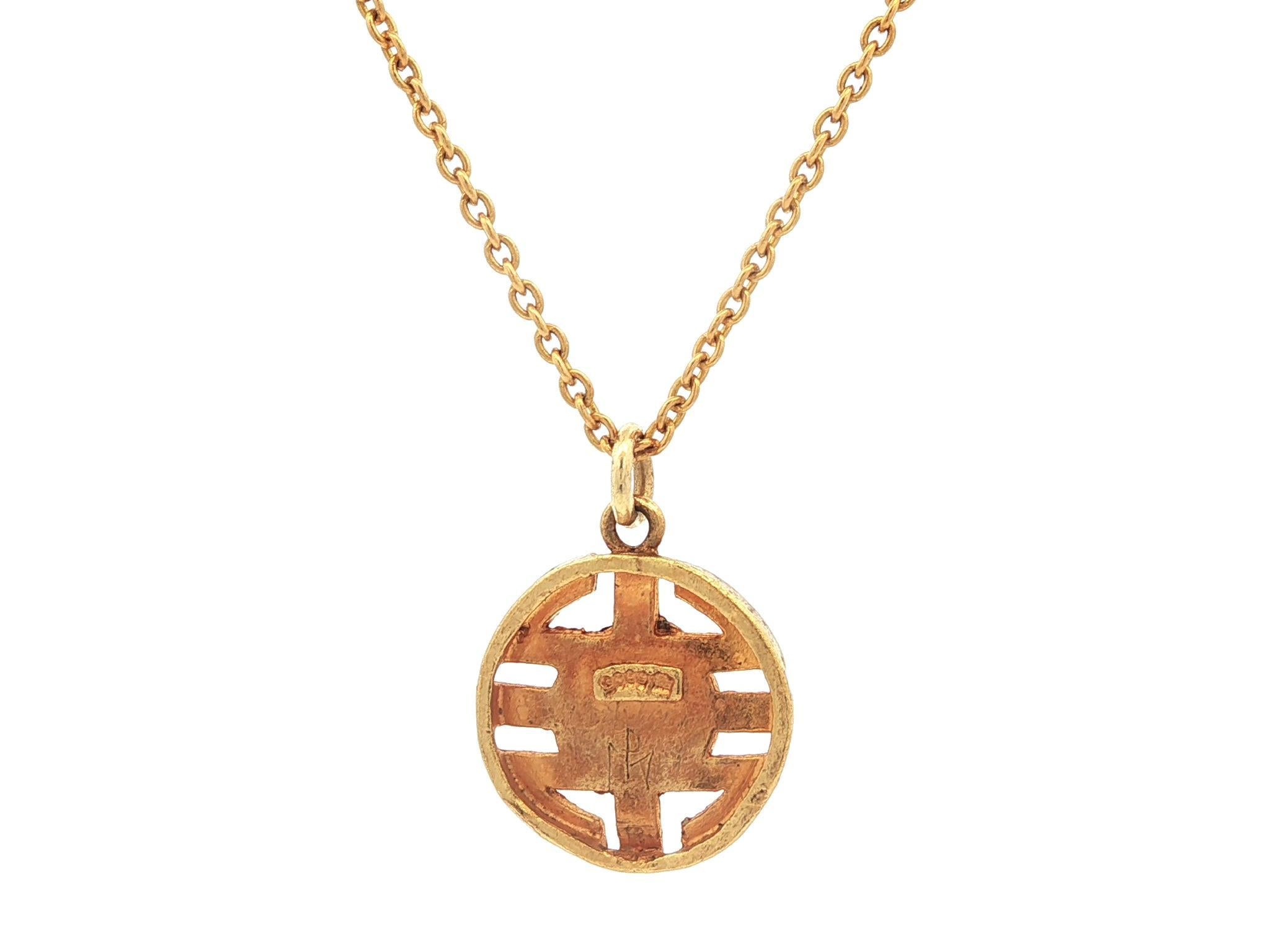 -Stein(e)-
(1) Natürliche echte Jade - ovaler Cabochon-Schliff - Lünettenfassung - tiefgrüne Farbe - 7,8 x 6 mm (ca.)

MATERIAL: Massives 24k Gelbgold 
Gewicht: 9.03 Gramm
Kette Typ: 20