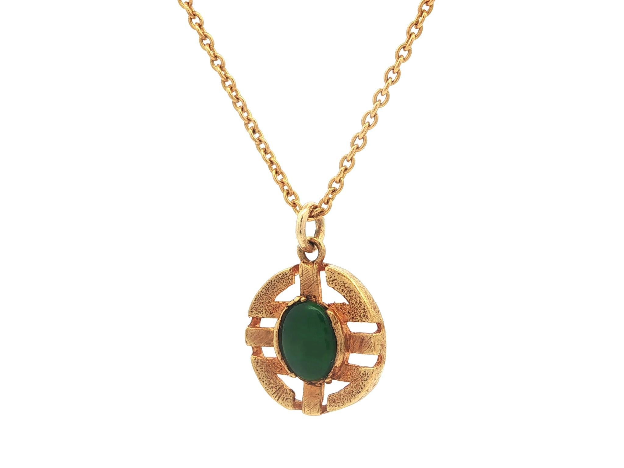 Vintage 24k Gelbgold Jade Chinese Anhänger w / 20