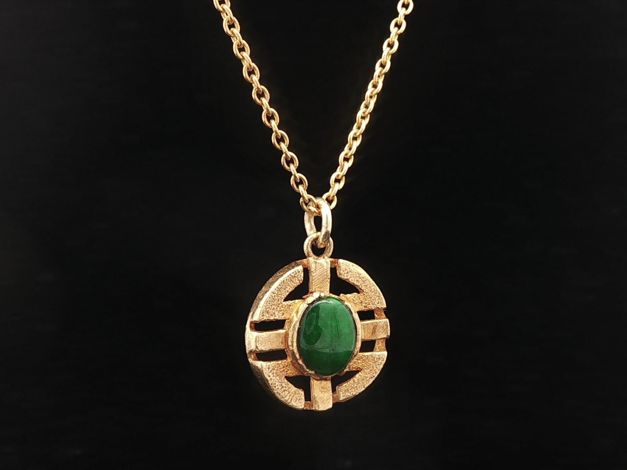 Vintage 24k Gelbgold Jade Chinese Anhänger w / 20
