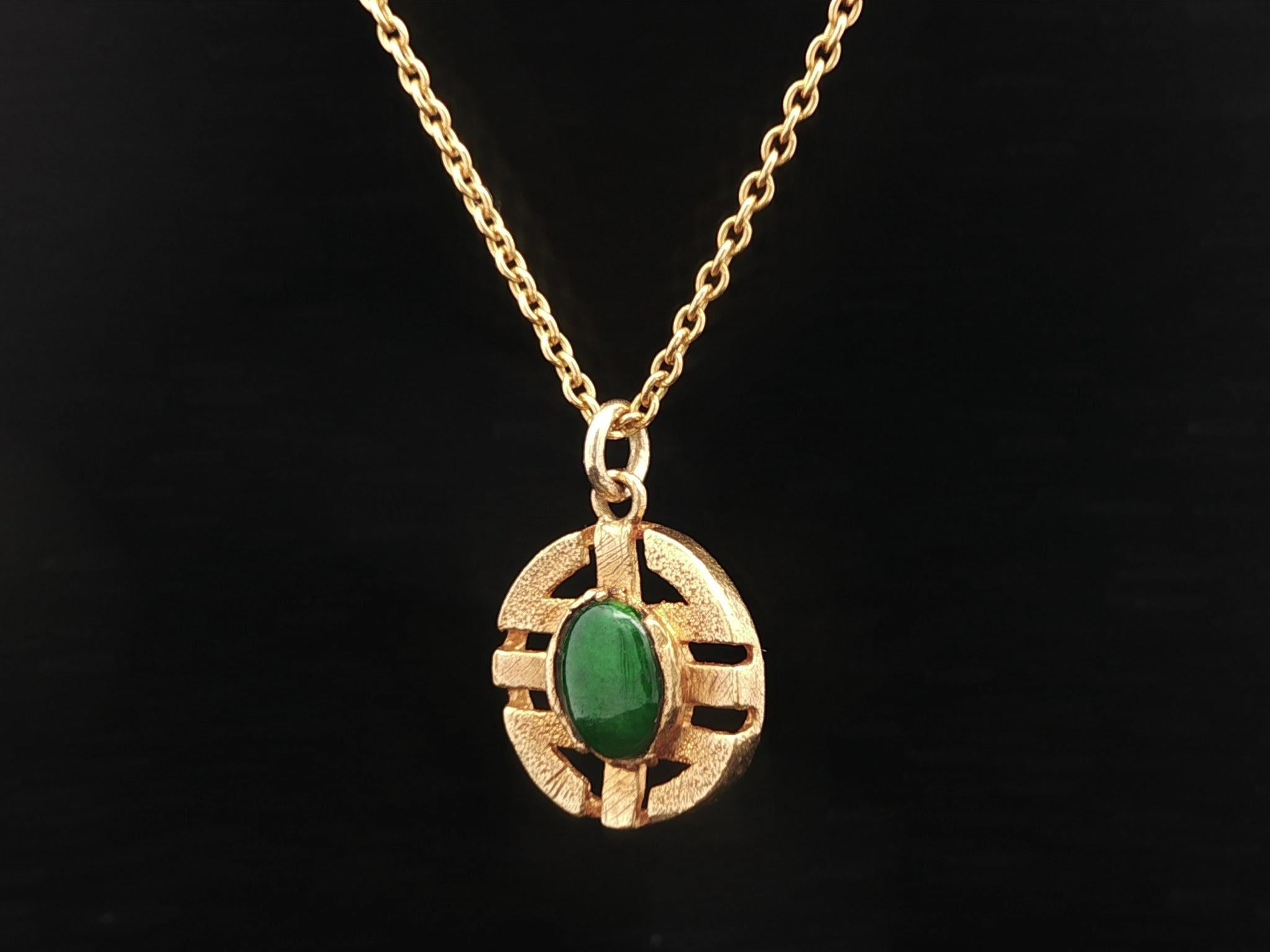 Vintage 24k Gelbgold Jade Chinese Anhänger w / 20