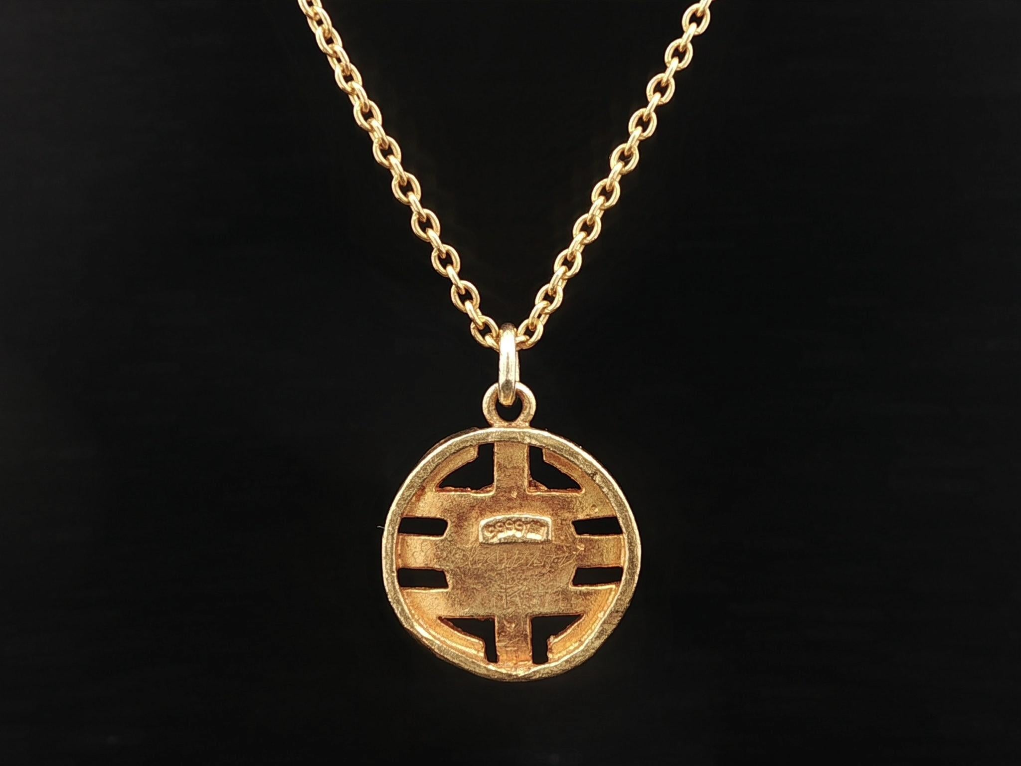 Vintage 24k Gelbgold Jade Chinese Anhänger w / 20