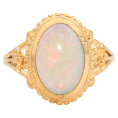 Vintage 24k Yellow Gold Opal Cabochon Ring