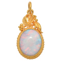 Vintage 24K Yellow Gold Opal Pendant