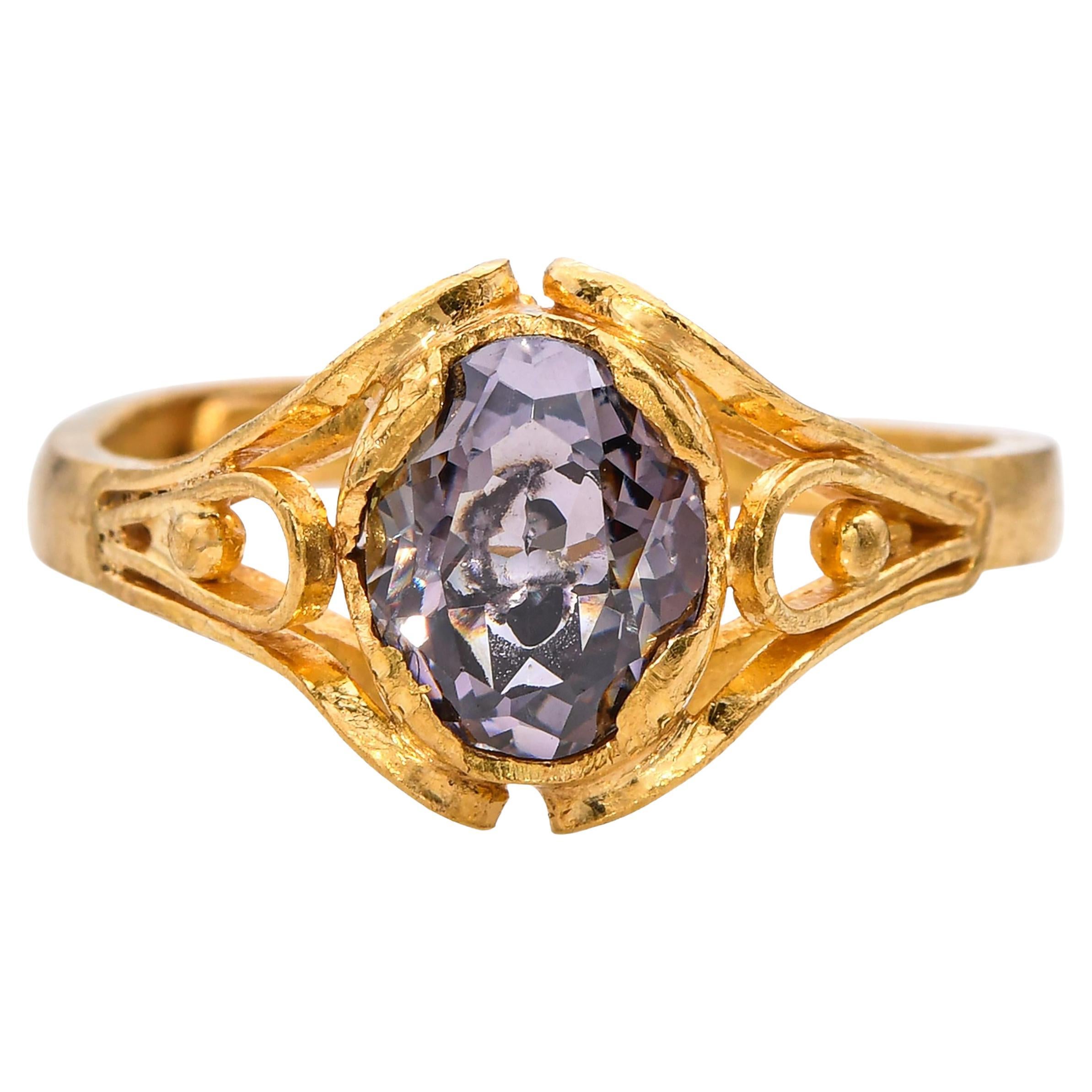 Vintage 24k Gelbgold Ornate Zirkon Ring