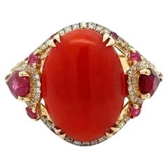 Bague cocktail vintage en or avec diamants RBC et rubis de 2,5 carats