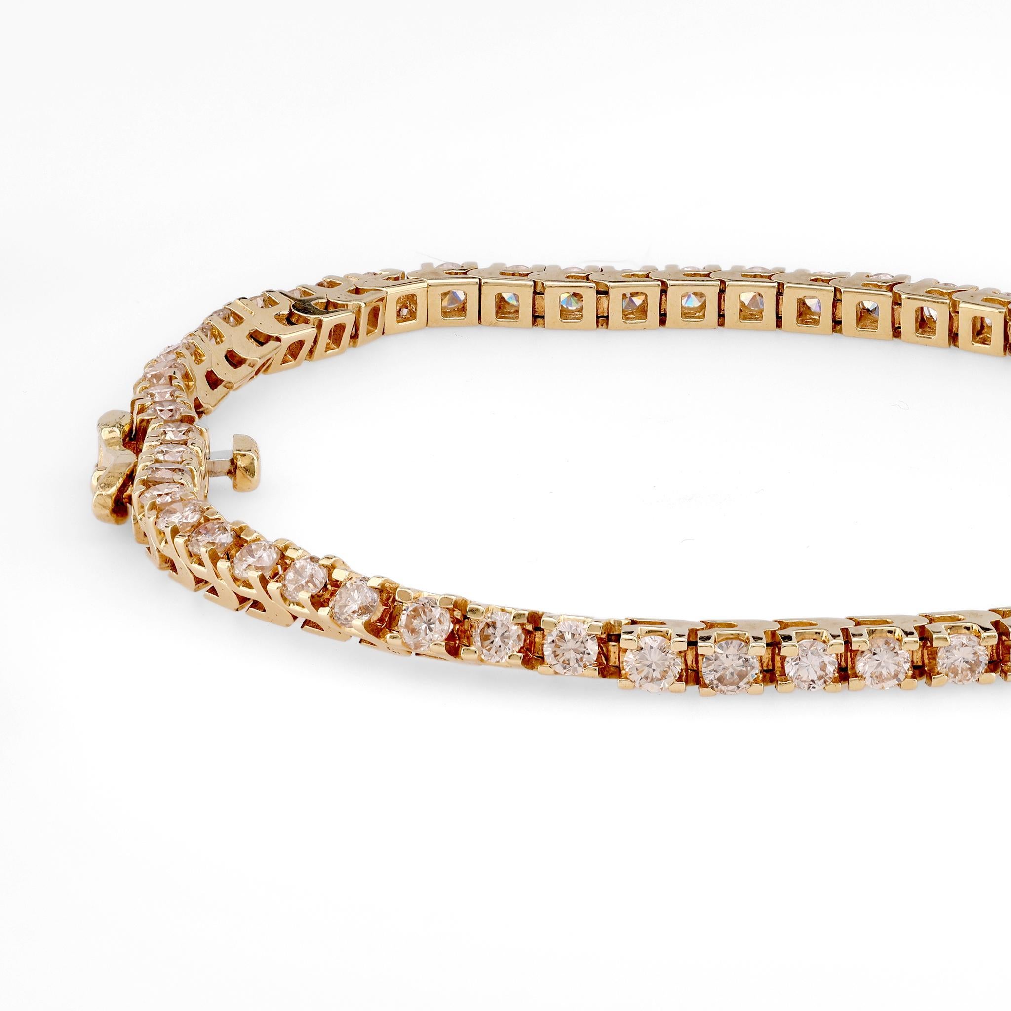 Brilliant Cut Vintage 2.5 Carat round Brilliant Diamond 14K Yellow Gold Tennis Bracelet