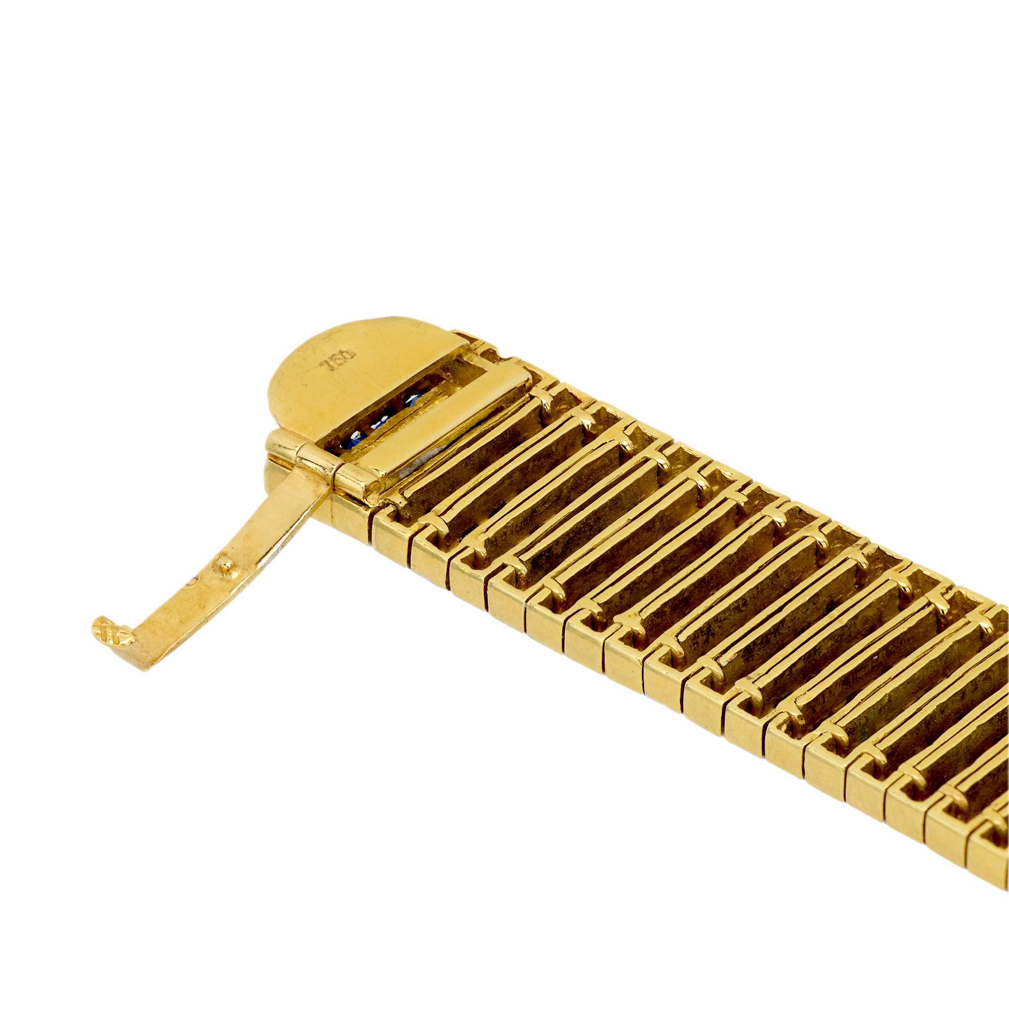 Modern Vintage 25 carat sapphire diamond 18k yellow gold bracelet