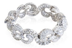 Bracciale in platino con diamanti di taglio misto, 25 carati, stile vintage