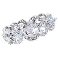 Bracciale in platino con diamanti di taglio misto, 25 carati, stile vintage