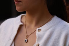 Vintage 2.50 Carat Cabochon Sapphire and Diamond Pendant Enhancer Necklace