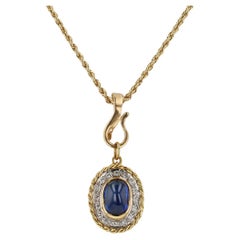 Vintage 2.50 Carat Cabochon Sapphire and Diamond Pendant Enhancer Necklace