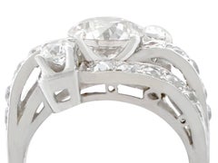 1940s 2.50 Carat Diamond and White Gold Cocktail Ring