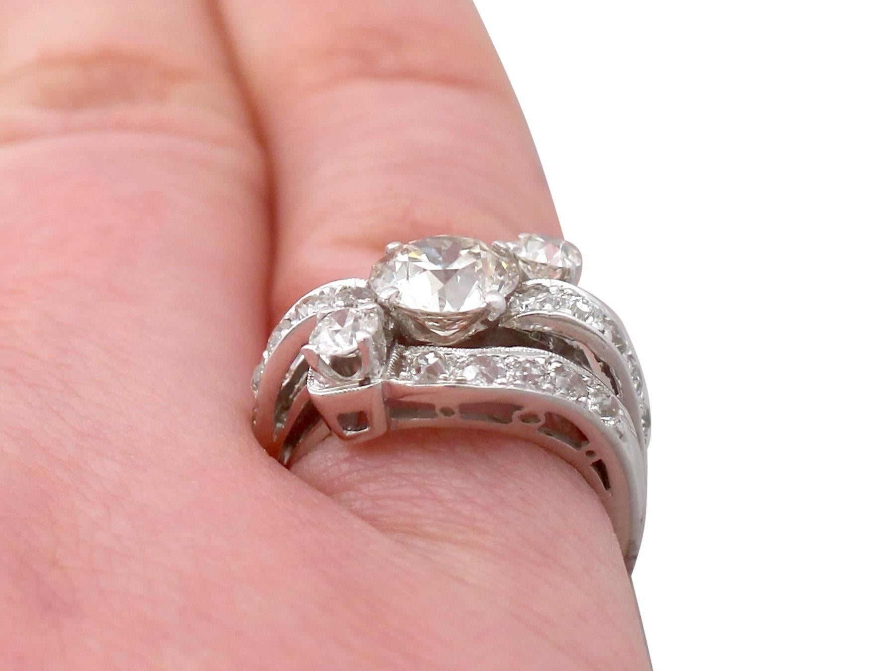1940s 2.50 Carat Diamond and White Gold Cocktail Ring 4