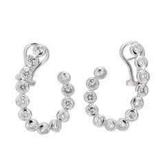 Vintage 2,50 Karat Diamant Platin Lünette Halsband Ohrringe mit halber Creolen