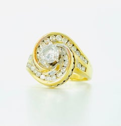 Vintage 2.50 Carat Diamonds Engagement Ring 14k Gold