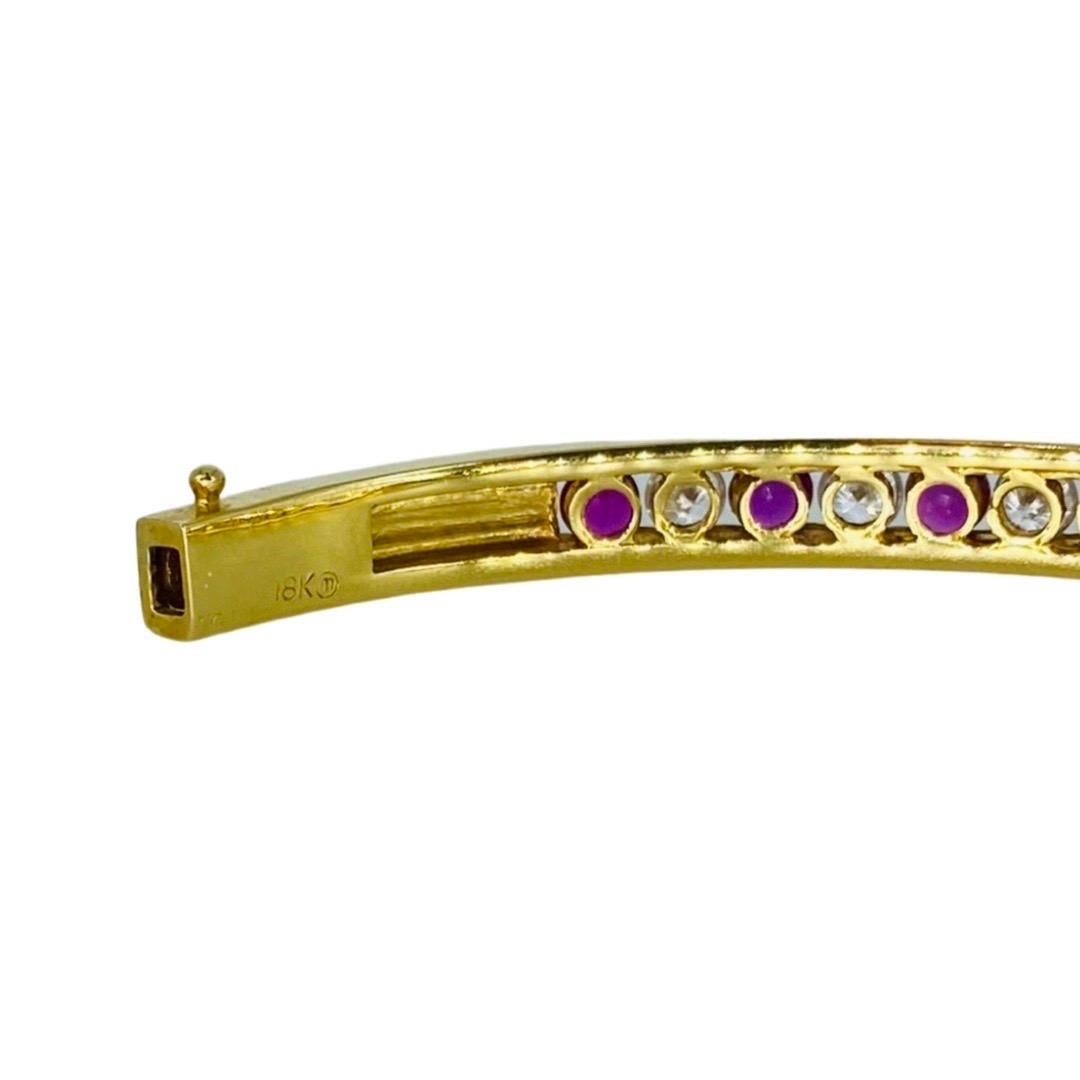Vintage 2.50 Carat Total Weight Diamonds and Ruby Channel Bangle 18k 5