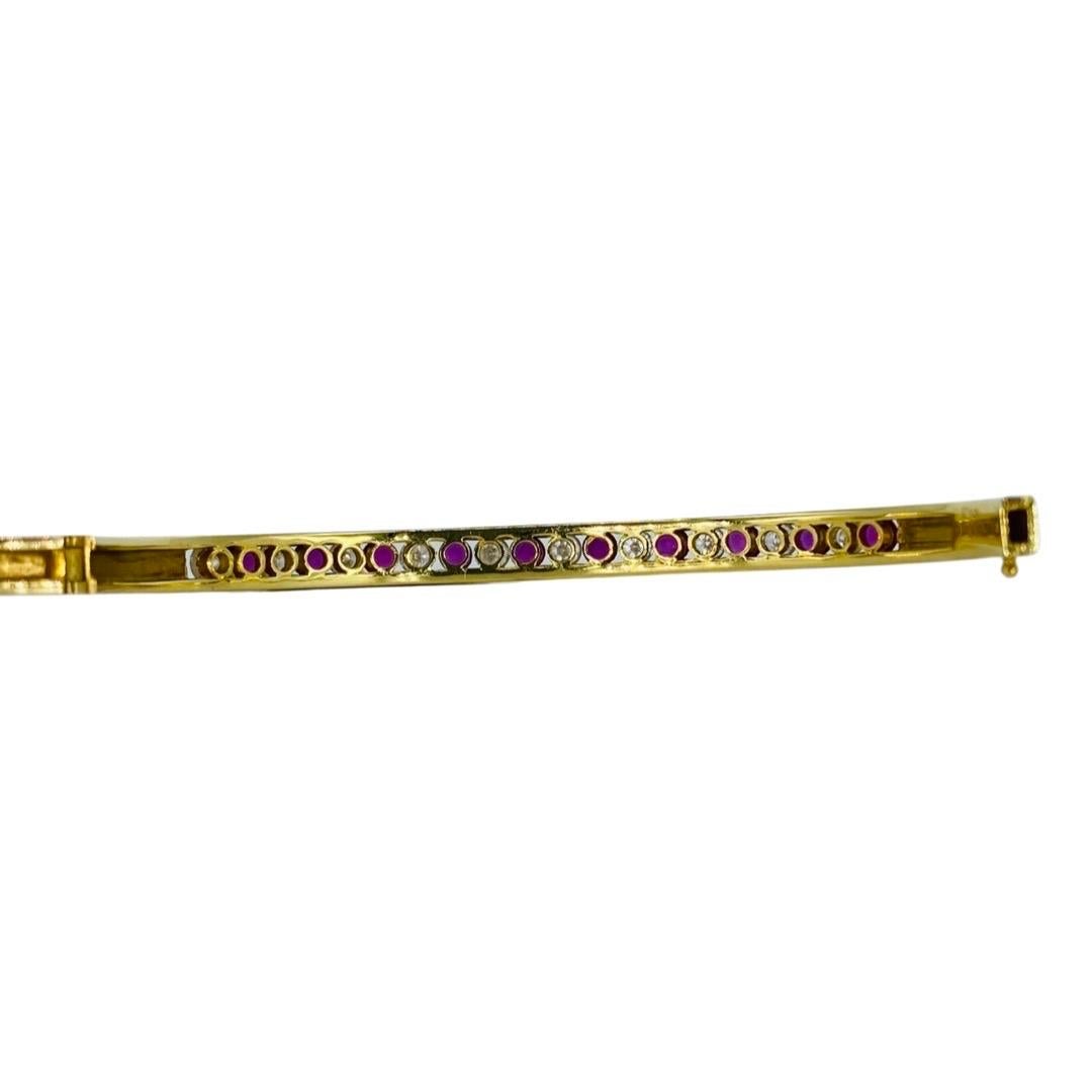Vintage 2.50 Carat Total Weight Diamonds and Ruby Channel Bangle 18k 2