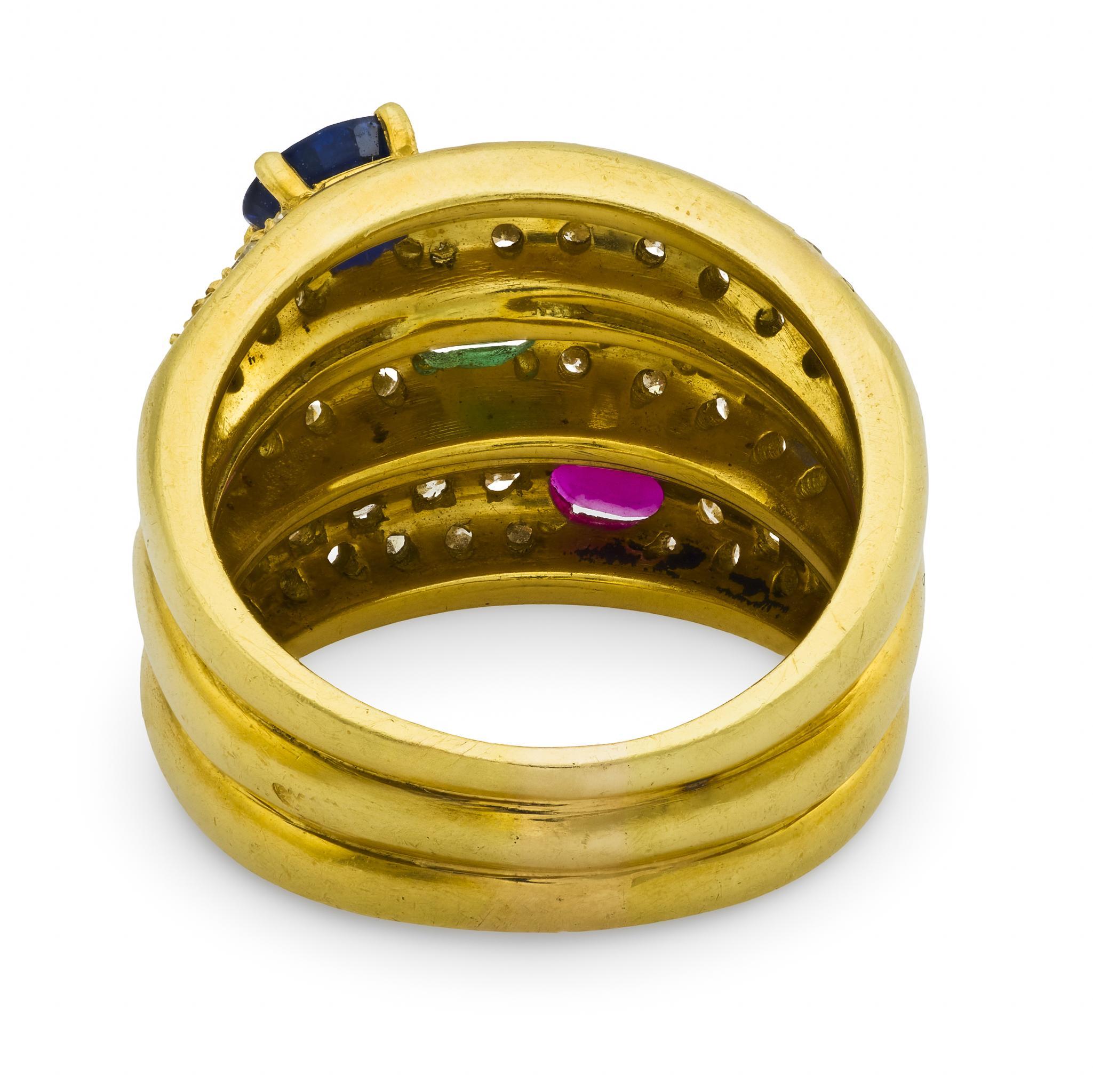 Anello cocktail d'epoca con pietra preziosa da 2,50 carati di peso totale in oro giallo 18 carati in vendita 1