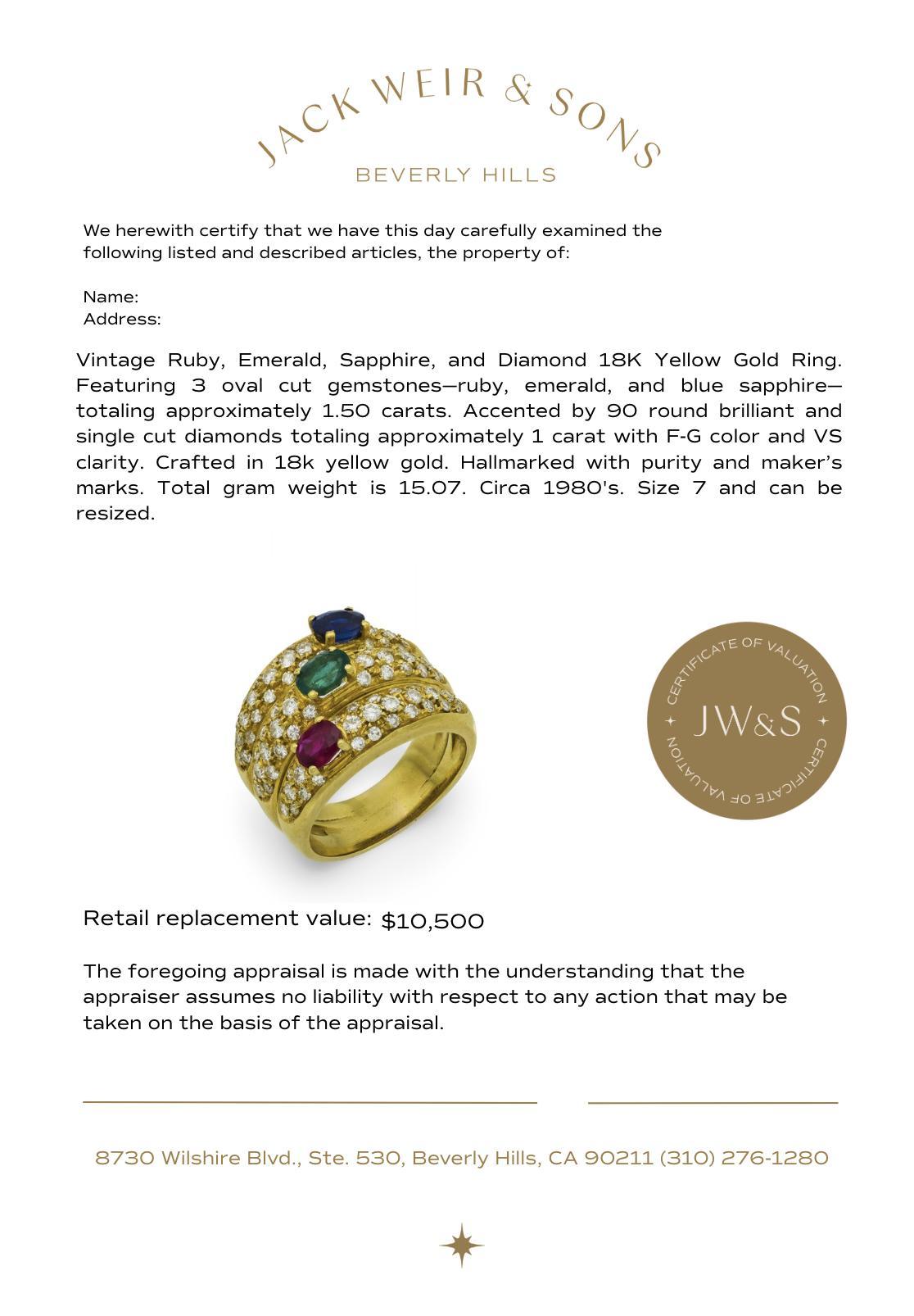 Anello cocktail d'epoca con pietra preziosa da 2,50 carati di peso totale in oro giallo 18 carati in vendita 2