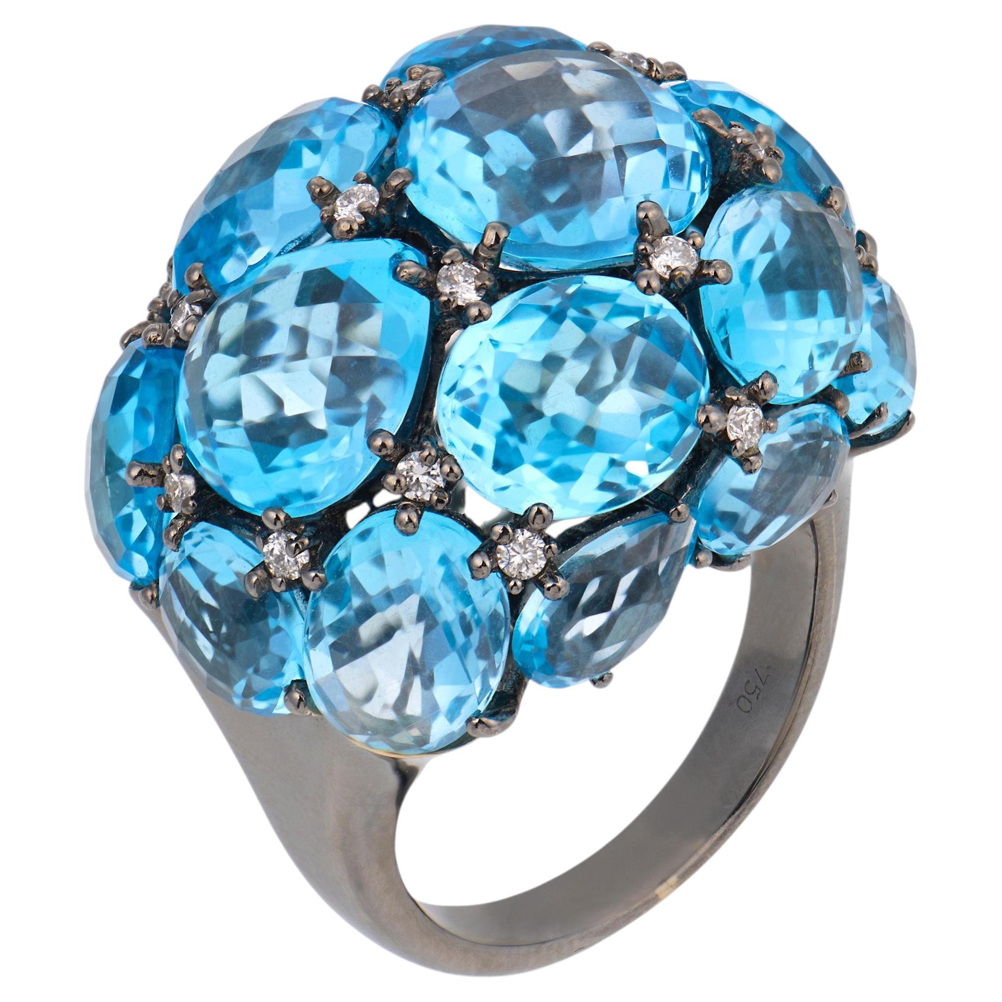 Vintage 25,00 Karat Blautopas 18k Gold Cocktailring