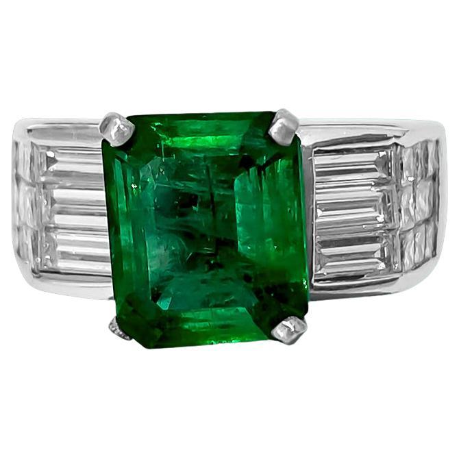 2.50ct Natural Emerald and Diamond Ring at 1stDibs