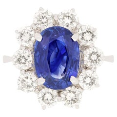 Vintage 2.50ct Sapphire and Diamond Cluster Ring, c.1970s