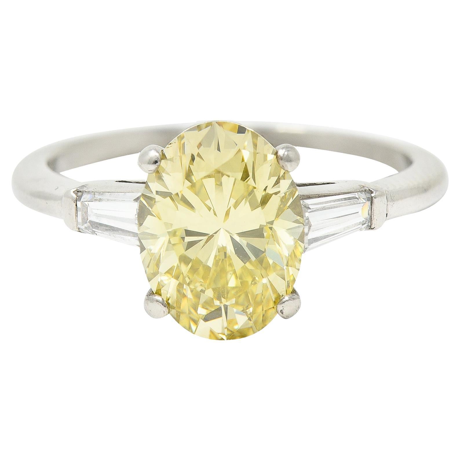 Cartier Platinum Fancy Intense Yellow Diamond Adele Engagement Ring 3.