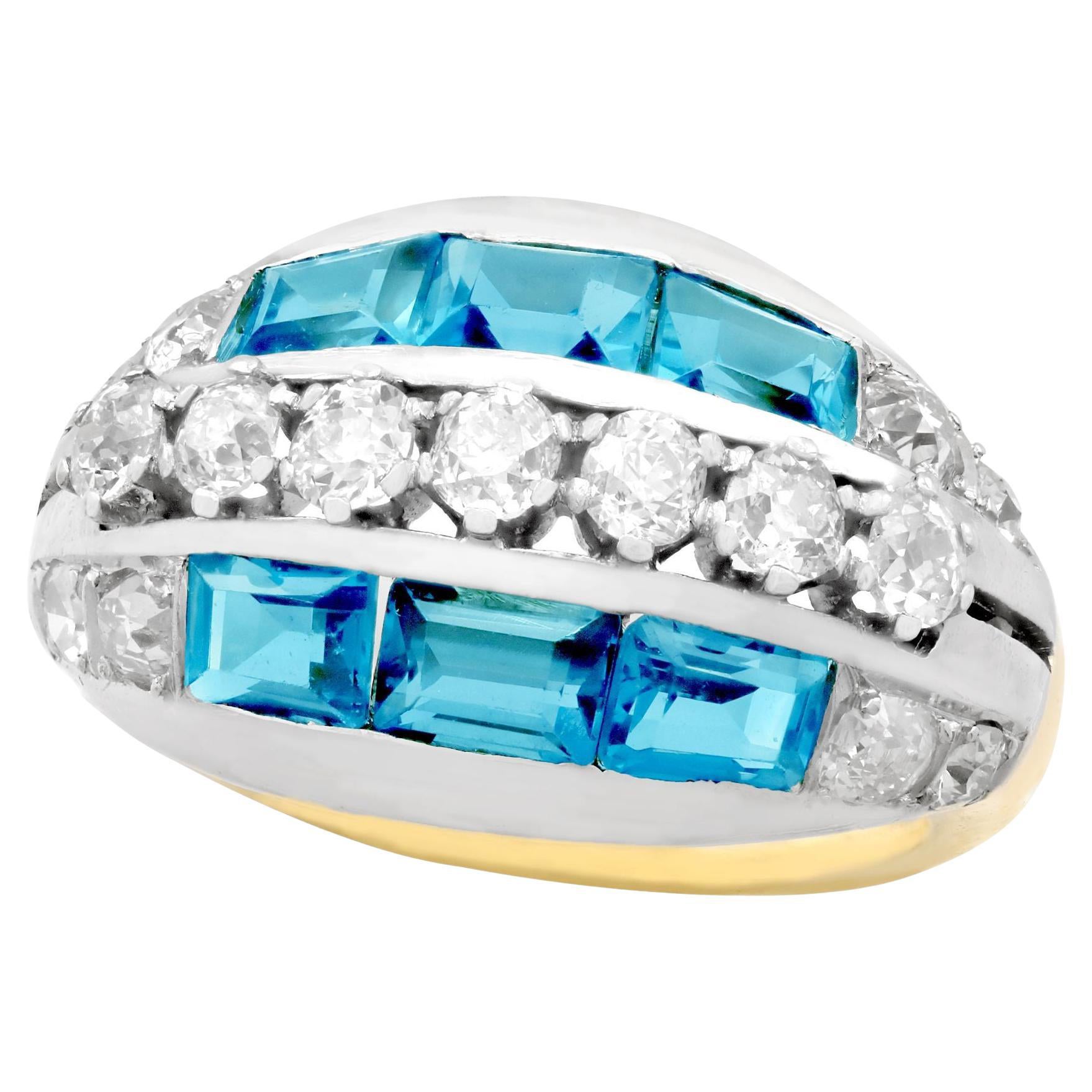 Bague cocktail vintage aigue-marine de 2,54 carats et diamants de 2,13 carats