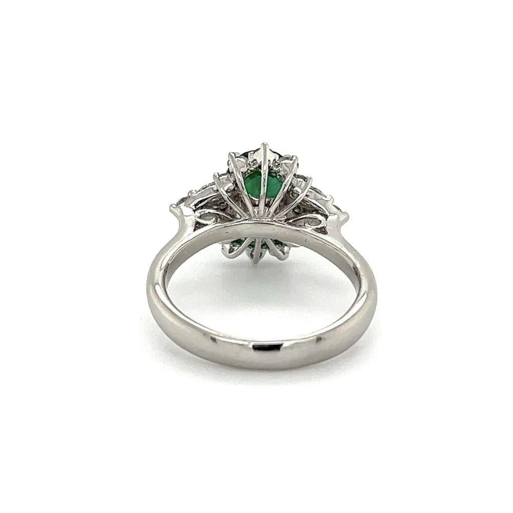 Oval Cut Vintage 2.54 Carat Oval Emerald Minor GIA and Diamond Platinum Cocktail Ring For Sale
